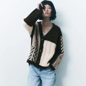 Zara Patchwork Cardigan L